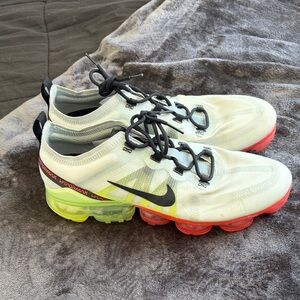 Nike VaporMax Flyknit White with Red and Green Soles